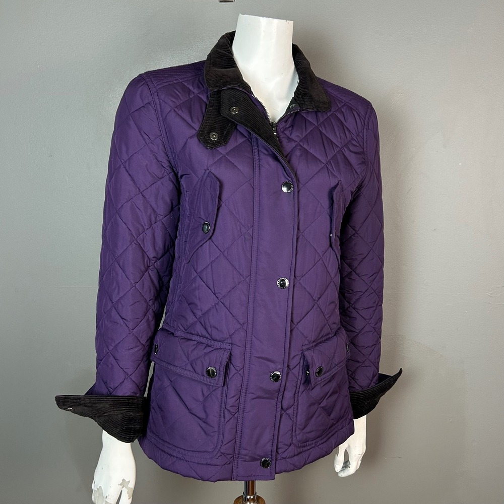 Lauren Ralph Lauren Barn Jacket Women's Medium Corduroy Purple Quilted Barn